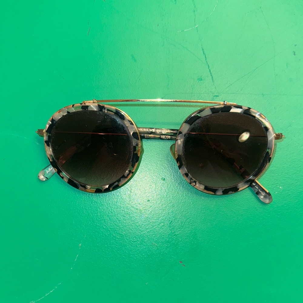 KREWE Round Tortoiseshell Sunglasses with Gold Accents